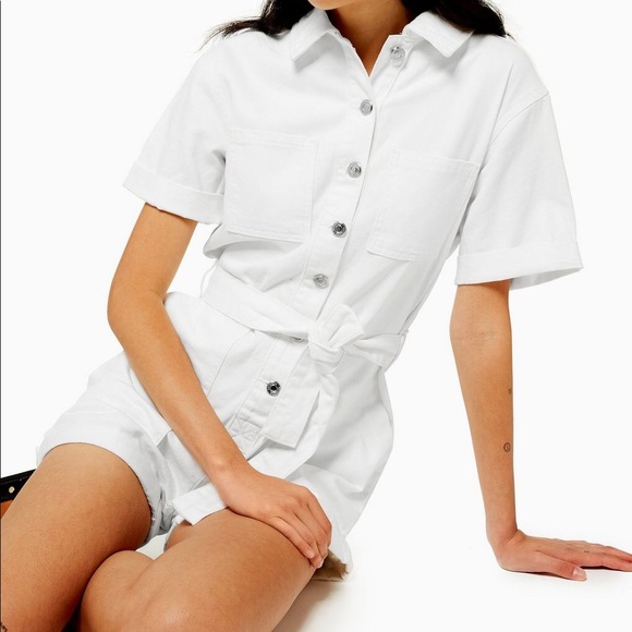 TopShop White Denim Boilersuit - Picture 1 of 4